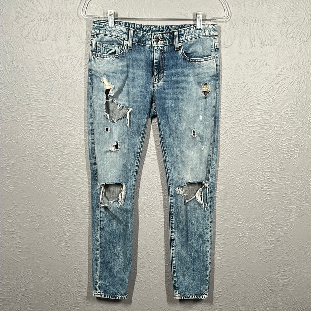 Denim & Supply Ralph Lauren Distressed Skinny Boyfriend Blue Jeans Size 26 - Picture 2 of 12